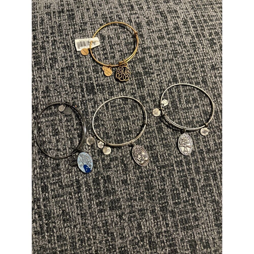 Alex and Ani Bundle of 4 Charm Bracelet Friend Sister Narwhal Elf Path of Life